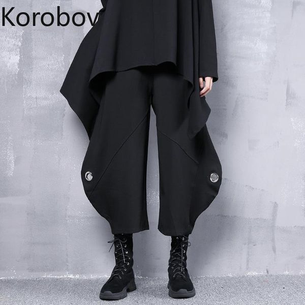 

women's pants & capris korobov women trousers korean streetwear black straight high waist vintage oversize harajuku joggers 79571, Black;white