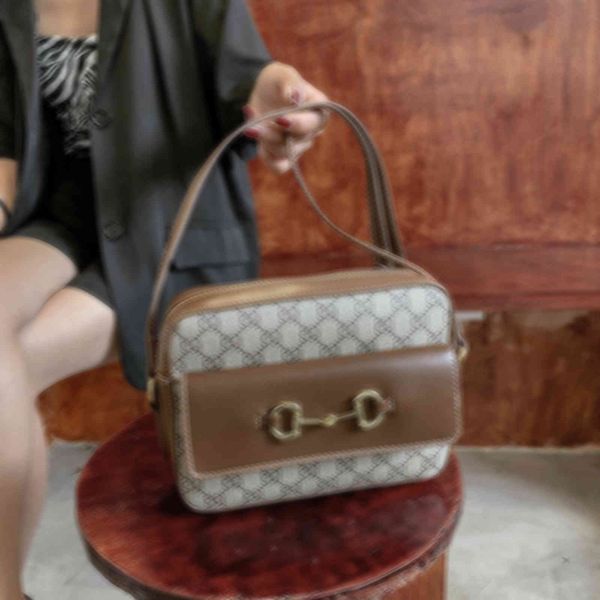 

winter new women's bag horse buckle camera printed single shoulder diagonal bag fashion 1955 small square purses