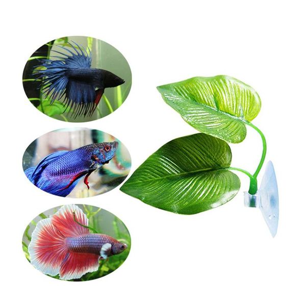 

betta fish leaf bed hammock toys artificial aquarium plants simulating habitat with suction cup tank decoration decorations