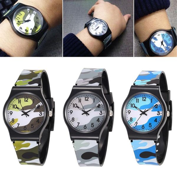

wristwatches men quartz watch fashion waterproof cool camouflage watches children cartoon cute gifts, Slivery;brown