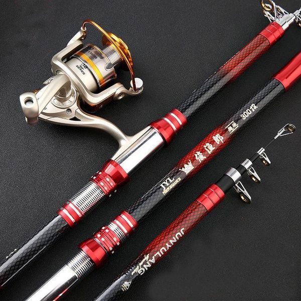 

boat fishing rods portable rotary pole 2.1-4.5m hand rod travel sea rock carp gear