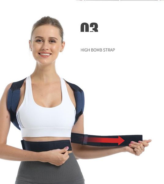 

posture corrector men women upper back brace clavicle support adjustable straightener pain relief from neck shoulder, Black;blue