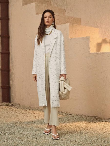 

lapel neck single button tweed overcoat u0at#, Black
