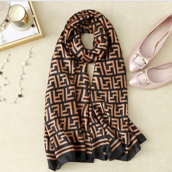 

2021 new fashion silk scarf scarves shawls lady wraps softtie band bag warp soft neckerchief hijab headscarf female foulard, Blue;gray