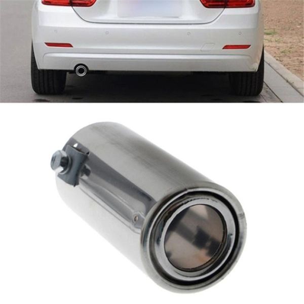 

manifold & parts 1pc universal stainless steel round car rear exhaust pipe tail throat muffler tip silver replacement accessories