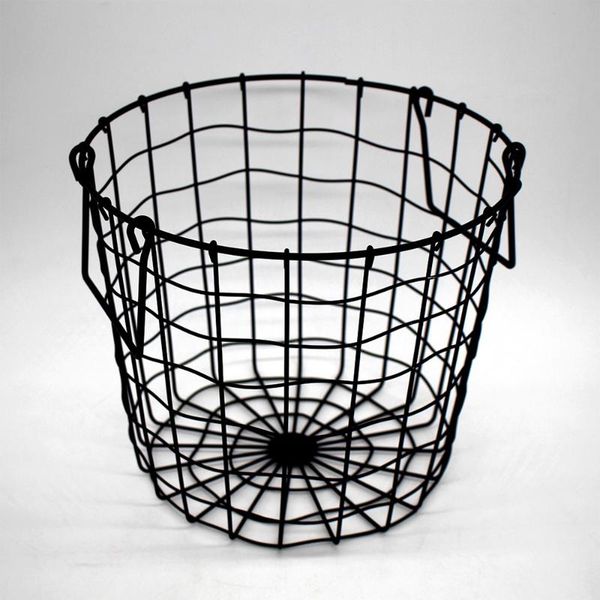 

northern europe style wrought iron home storage basket with handle grid dirty clothes metal hamper laundry & organization