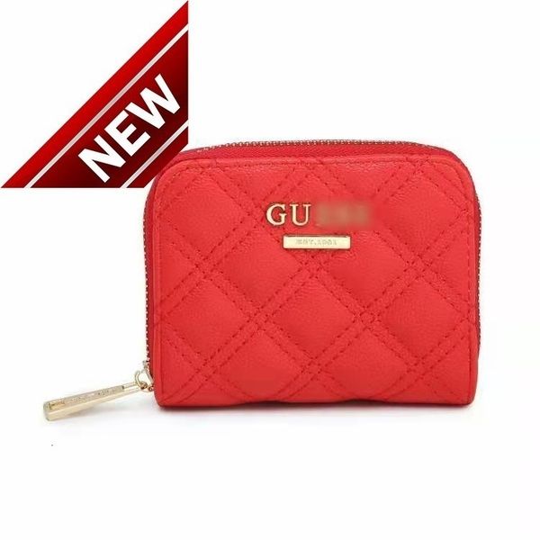 

2022 new gues * embroidered lattice short hand silver wallet women's lingge key bag