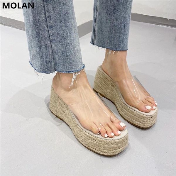 

dress shoes molan brand designer size 35-41 fashion wedges platform high heels woman pumps 2021 summer socofy slip on loafers mules footwear, Black