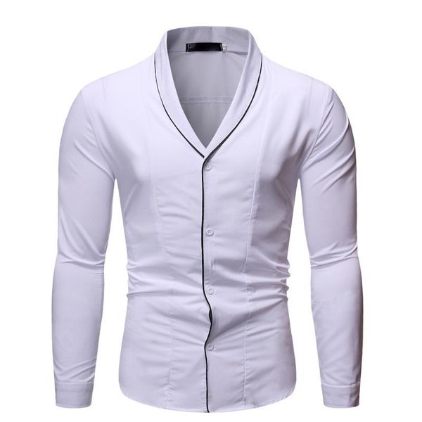 

men's casual shirts 2021 spring and summer trendy men shirt long sleeve youth simplicity lapel single-breasted solid tee cotton homme, White;black