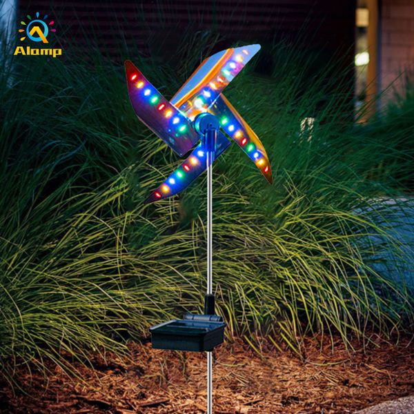 

solar lawn lamp windmill garden path landscape light 32leds rgby waterproof outdoor ground lights for home street decoration