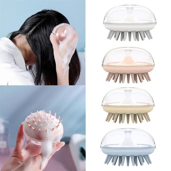 

hair brushes silicone shower bath bathe spa body massage scalp treatments shampoo brush washing comb, Silver