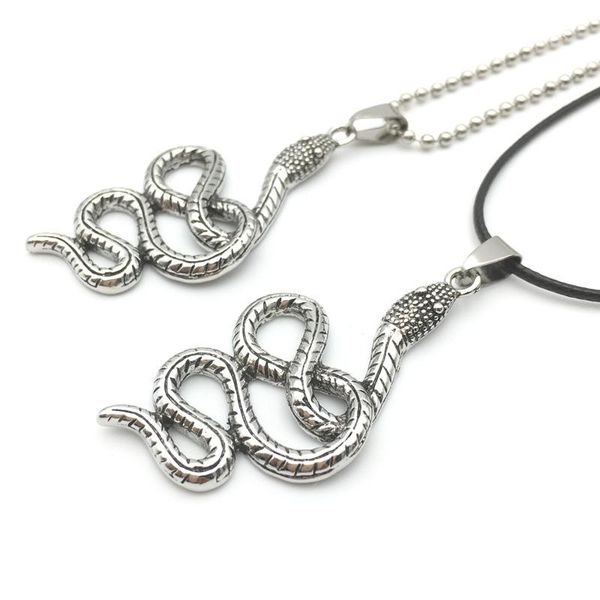 

pendant necklaces lemoer 2021 vintage fashion antique silver color snake necklace punk jewelry for men gift accessories bijoux