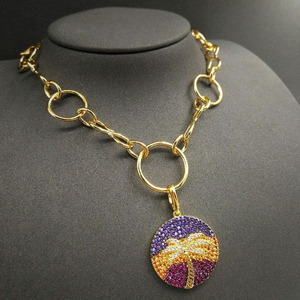 

chains s925 sterling silver product rainbow coconut tree big buckle brand necklace for august women medium long sweater chain
