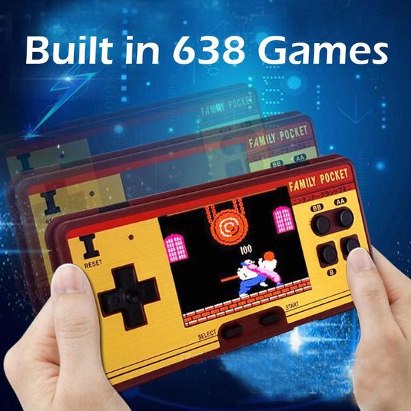 

portable game players video console 3inch 8-bit retro mini handheld player family pocket built-in 638 childhood kids gift