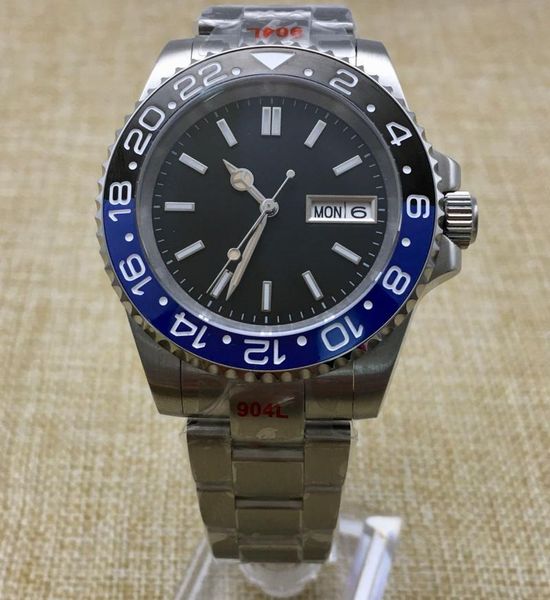 

wristwatches black dial japanese nh36 mechanical automatic watch men's sapphire glass ceramic bezel transparent back cover oyster strap, Slivery;brown