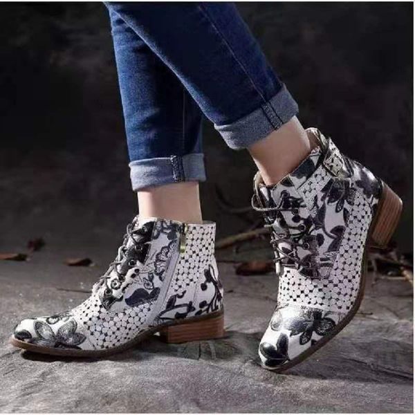 

boots 2021 autumn winter casual western cowboy ankle women snake cowgirl booties short cossacks botas high heels shoes, Black