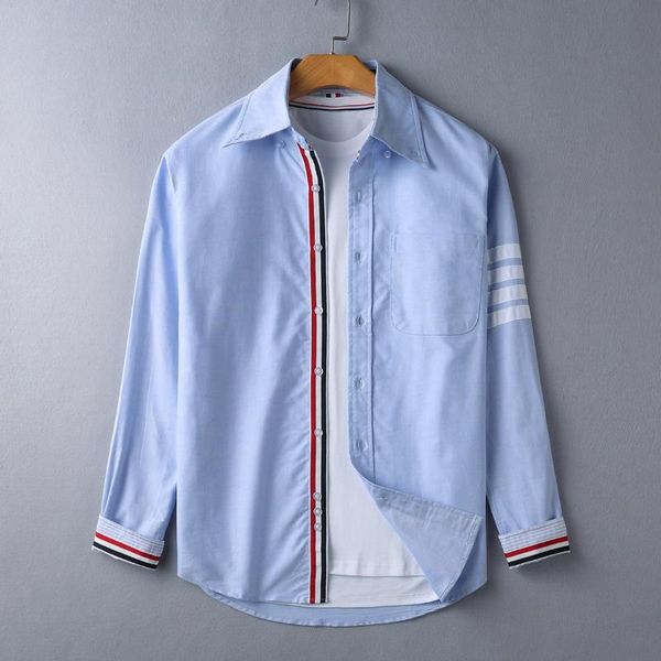 

men's jackets 2021 brand man shirt fashion white long sleeve oxford farbic solid casual turn down collar korean design, Black;brown