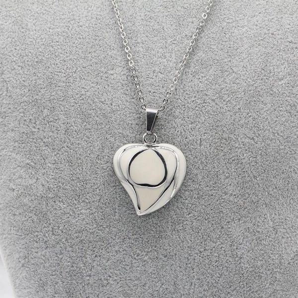 

pendants heart enamel pendant necklace stainless steel chain black/white european romantic fashion jewelry for women gift