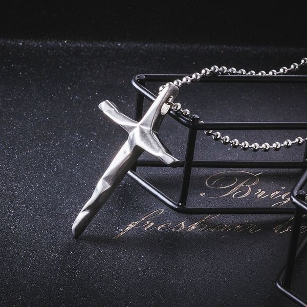 

simple classic cross pendant long chain necklaces jewelry for women, Silver