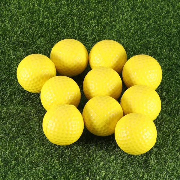 

golf balls 10pcs indoor practice pu soft elastic training (yellow)