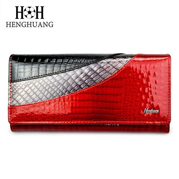 

wallets hh genuine leather women wallet and purse alligator crocodile clutch luxury vintage hasp ladies long coin bag, Red;black