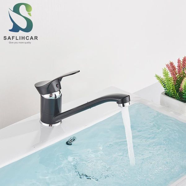 

black kitchen bathroom vanity sink faucet single handle and cold water mixer taps deck-mounted bathroom basin faucet