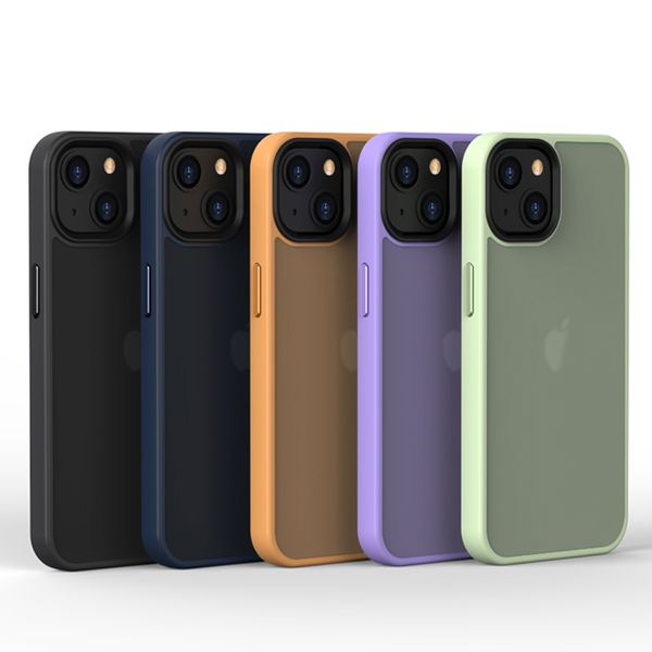 Matte Handyhüllen mit Hautgefühl für iPhone 11 12 13 14 15 Pro Max, rutschfeste Schutzhülle, harte Rückseite, stoßfeste Stoßstangen-Schutzhülle