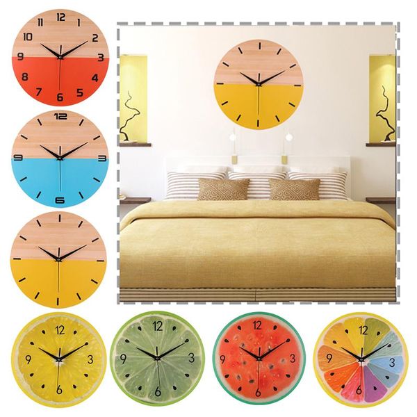 

simple and fresh wooden wall clock creative digital modern design silent for home living room decor clocks