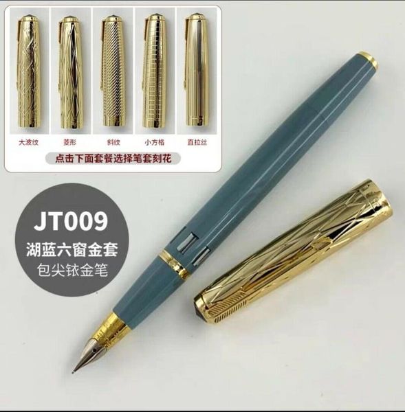 

wing sung 601a vacumatic fountain pen lake blue with ink window fine nib golden cap stationery office school supplies pens