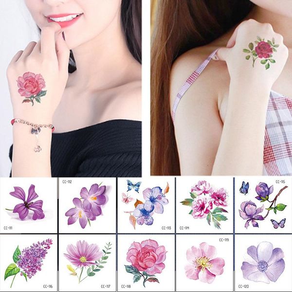 

temporary tattoos 2pcs/set flower for women girls hand tattoo sticker fake tatoo paper fashion body art waterproof arm 6cmx6cm