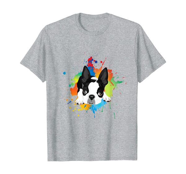 

boston terrier art funny dog breed t-shirt, White;black