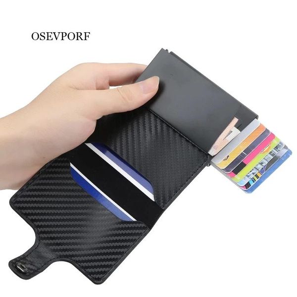

business s holder wallet men women metal rfid vintage aluminium bags crazy horse pu leather bank cardholder cases cell phone pouches