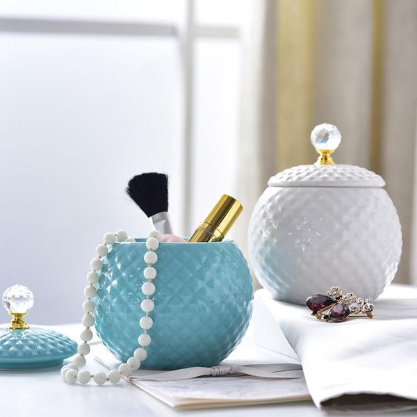 

ceramic make up organizer pot nordic round jewelry jar creative cosmetic storage box simple makeup ornaments boxes & bins