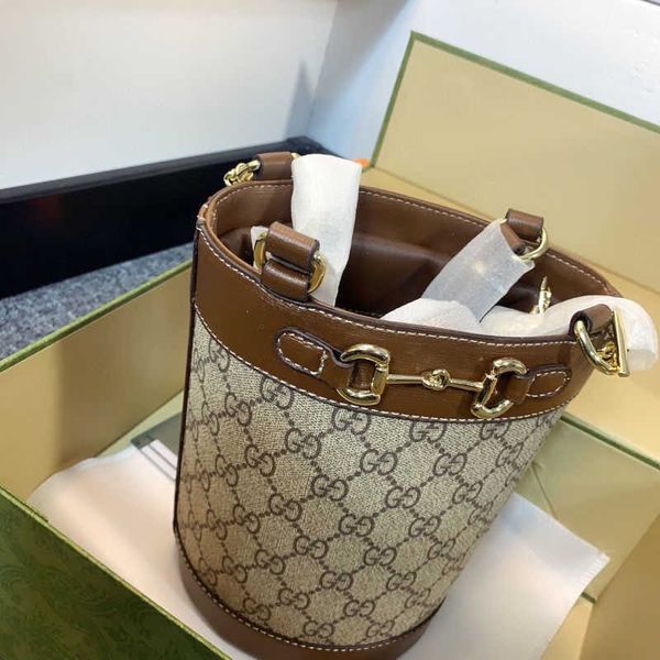 

handbag 2021 new drawstring design bucket hand crossbody bag horseshoe buckle retro women's printed leisure handbag zly