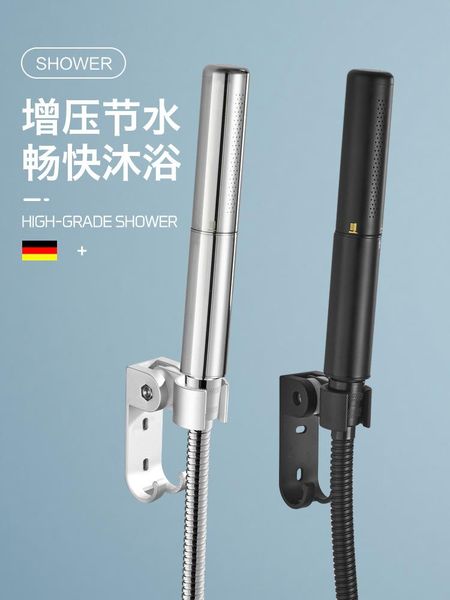 

bathroom shower sets copper hand-held nozzle black head supercharged home rain set bath pressure