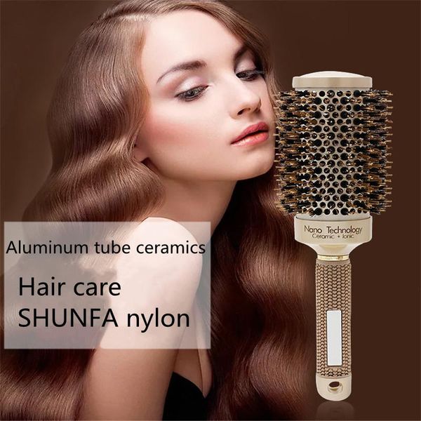 

hair brushes 1pc/4pcs comb brush nano hairbrush ceramic ion round barrel hairdressing salon styling tool 30#216, Silver