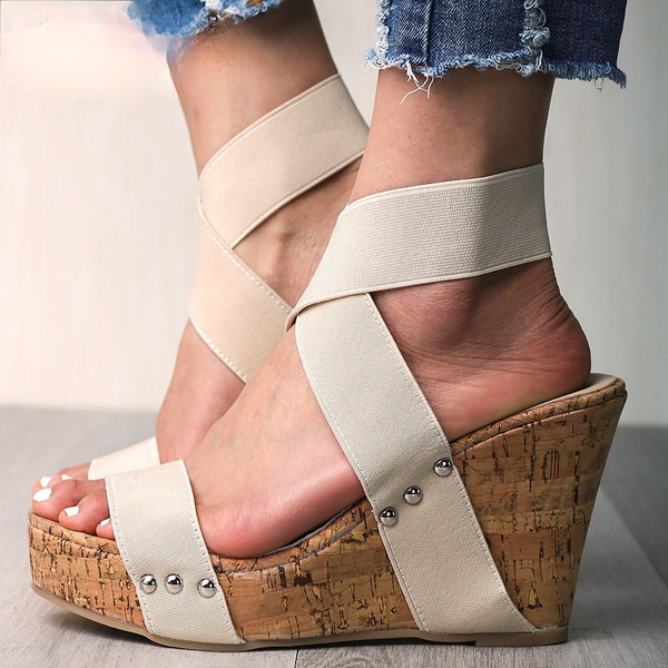 

luxury designers sandals women thick sole wedge high slope heel platform open toe sandal ankle wrap ladies fashion design slides shoes size, Black