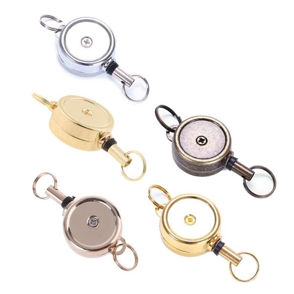 

keychains zinc alloy carabiner badge reel retractable id card holder keychain, Silver