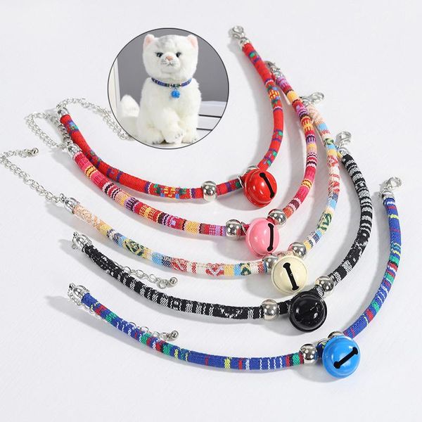 

cat collars & leads colorful bohemian style pet suitable for cats rabbits adjustable funny cute ethnic collar with bell supplies