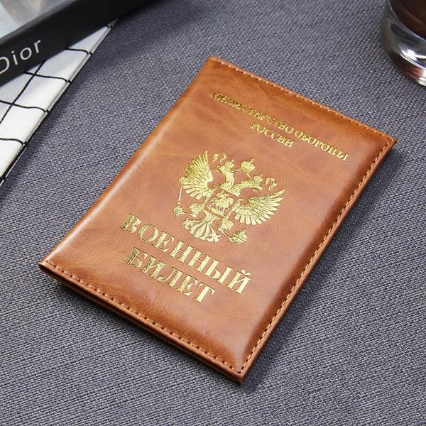 

card holders women men pu leather ru russian passport cover travel accessories vintage document id bank pass holder purse wallet, Brown;gray