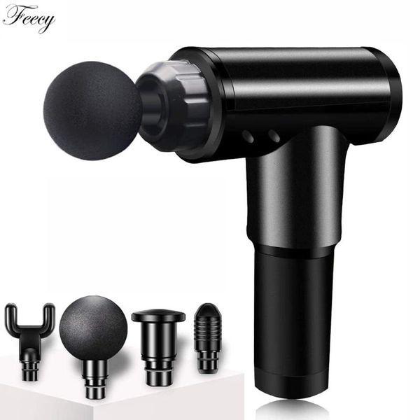 

massage gun 4 heads rechargeable fascia deep tissue muscle massager fitness equipment relief soreness percussion
