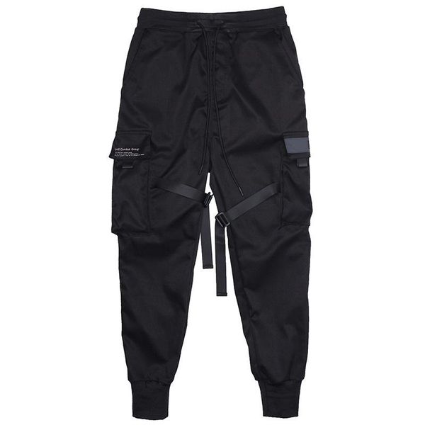 

men's pants ribbons men jogger sweatpants cargo streetwear hip hop casual black harem male harajuku fashion trousers