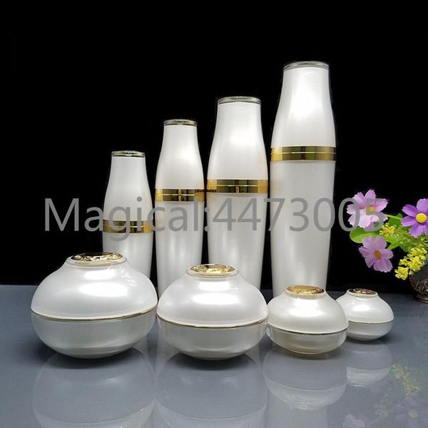 

storage bottles & jars 10pcs/lot 5/10/30/50g white acrylic eye/face cream jar 30/50/80/120ml cosmetic liquid sprayer/lotion press pump pakin
