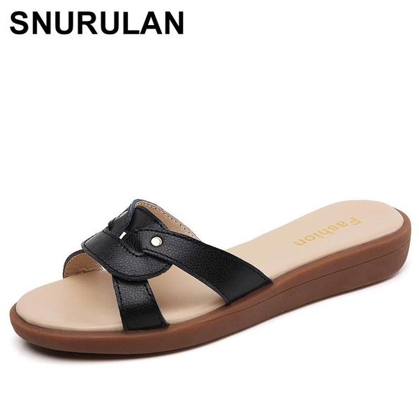 

summer women style slippers fashion breathable flats slides cute leather flip flops comfortable wedge sandals ladie, Black