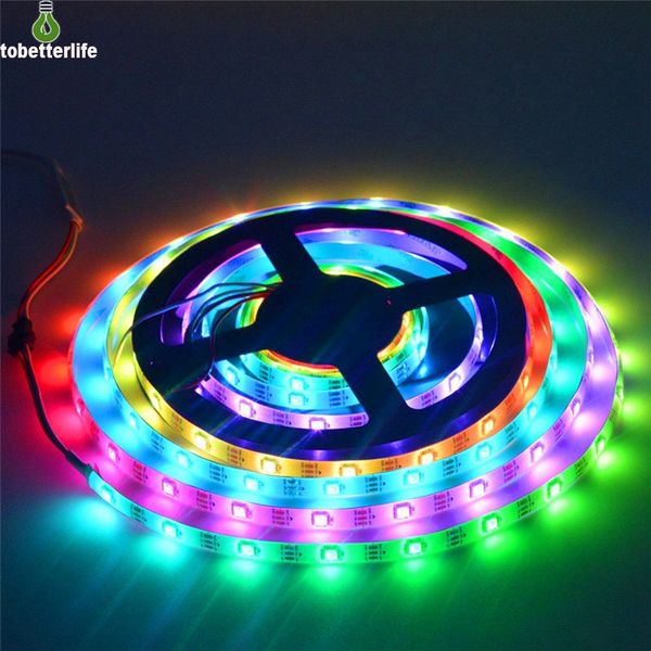 

ws2813 led strip light 30/60/144led smart ribbon light smd 5050 rgb strip light color changeable effects waterproof white/black pcb dc5v