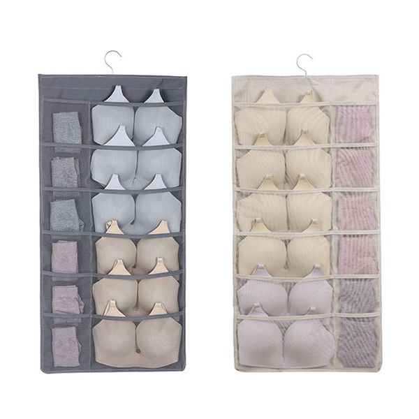 

bra underwear hanging storage organiser divider,30 mesh pockets & rotating metal hanger boxes bins