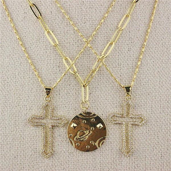 

10pcs/lot design colorful cz necklace,cross/planet shape cubic zircon component,plated chain necklace wholesale pendant necklaces, Silver