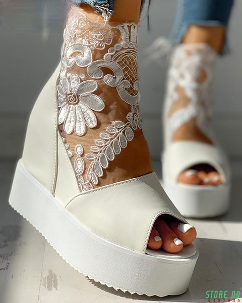 

dress shoes spring women sandals high heel casual ethnic open toe wedges platform height increasing chunky ladies zapatos de mujer, Black