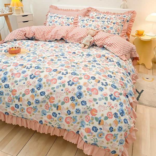 

bedding sets korean girls comforter princess style cotton bed sheet set 4pcs child quilt cover home textile king size sheets