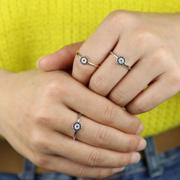

arrived micro pave cz turkish evil eye women finger ring gold color lucky fashion rings cluster, Golden;silver